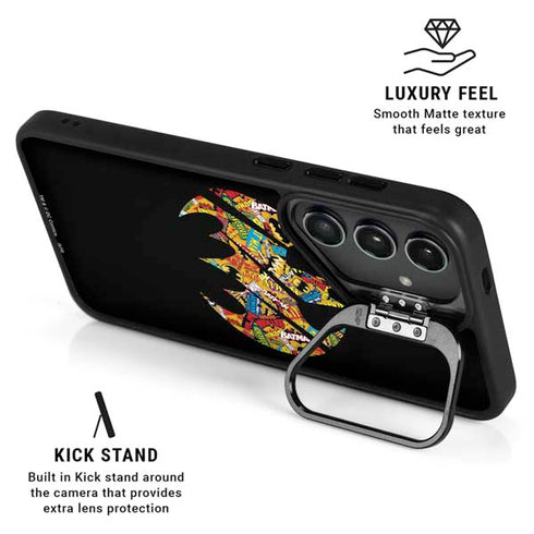 DC Comics Batman Silhouette Logo Vintage Pattern Galaxy S25 Kickstand Case